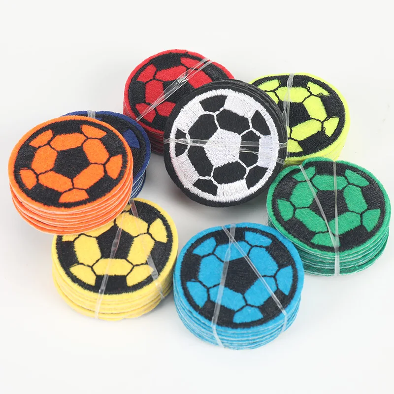 Hot Sale Football Embroidery Iron On Round Sports Team Patches For Jersey Hat