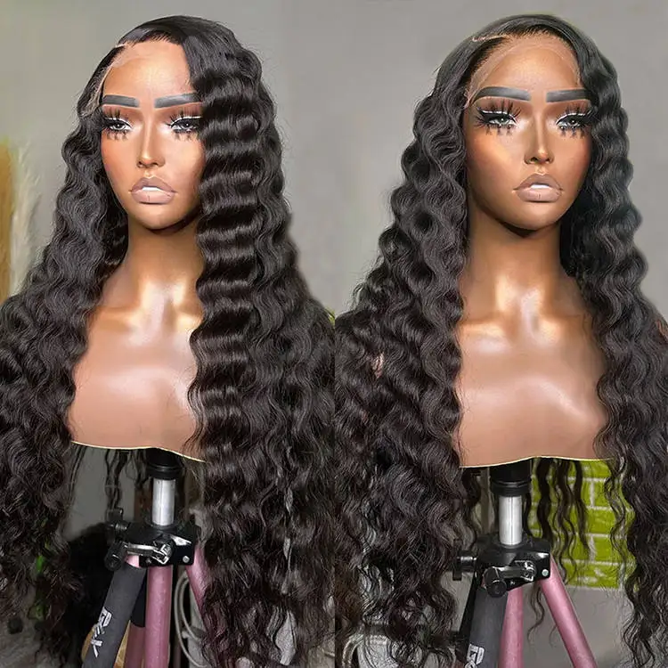 Vietnamese Raw Virgin Hair Wig HD Lace Frontal Wigs Loose Deep Wave Curly Transparent Lace Front Human Hair Wigs For Black Women