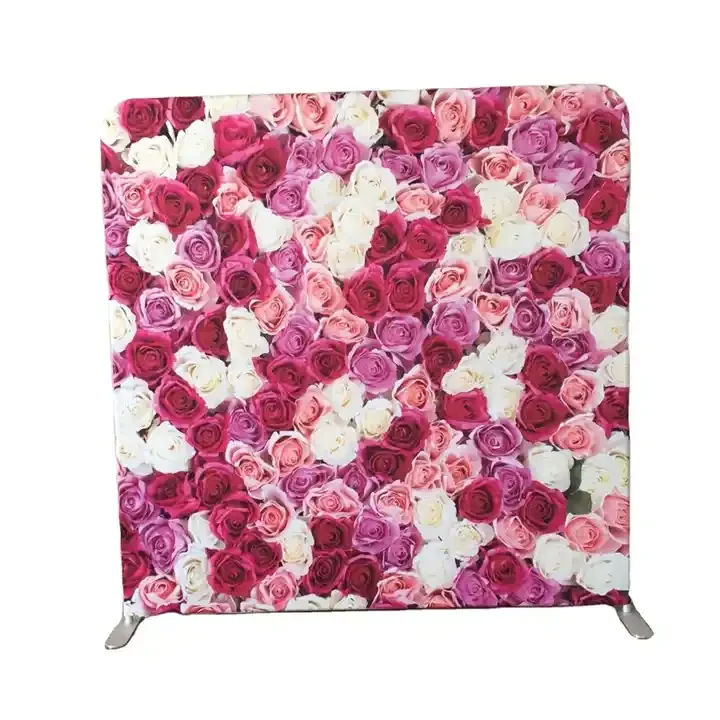 7.6x7.6 ft Roses Set Double Sided Aluminum Tension Fabric Photo Booth Backdrops Easy Install for Party Customized Pattern