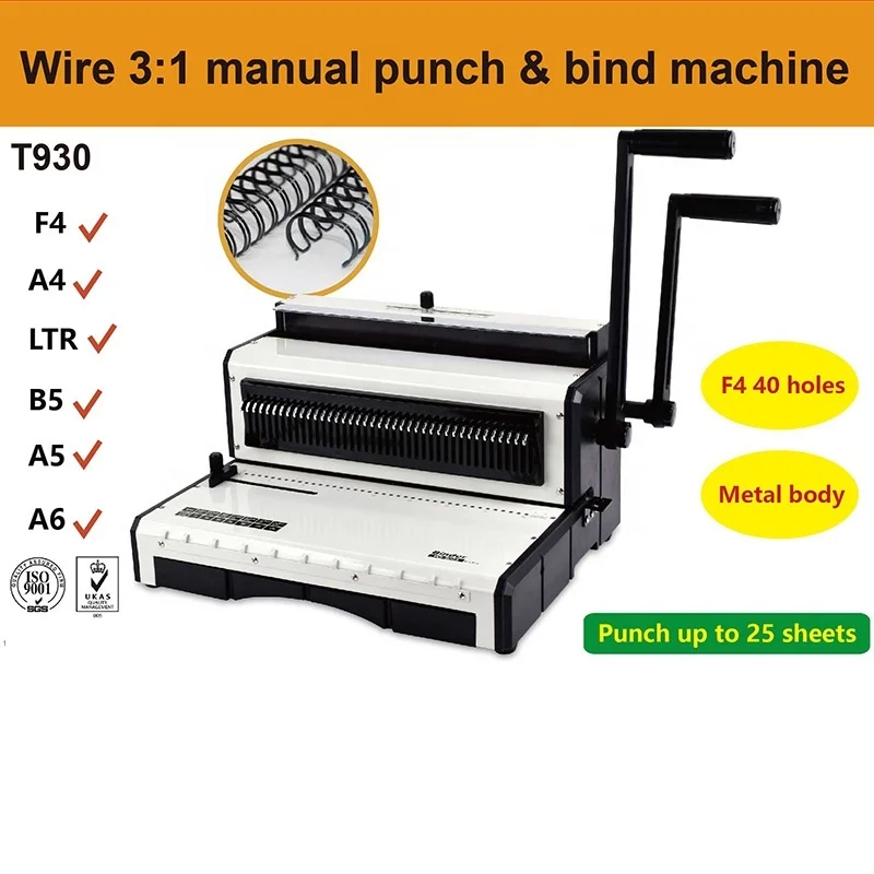 Book Punching Machine Calendar Double Ring Loop Wire Binding Machine 3 1