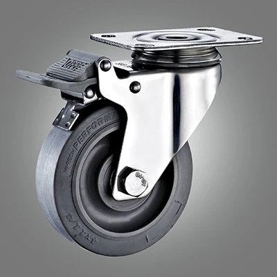 100mm Stainless Steel Flat Tread Thermoplastic Rubber Caster