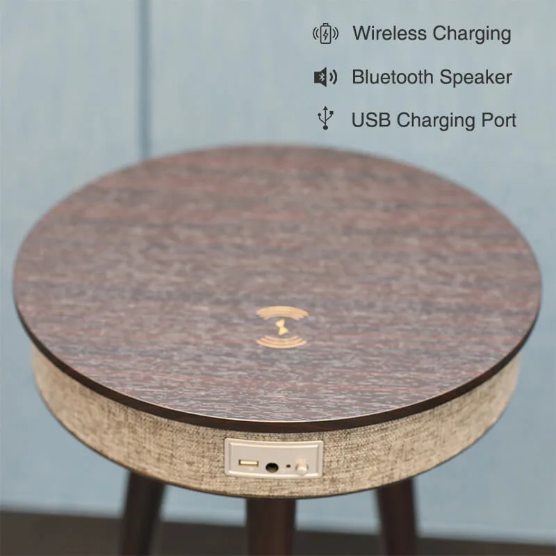 Simple Movable Wireless Charging Solid Wood Coffee Table Sofa Side Table Coffee Small Round Table.