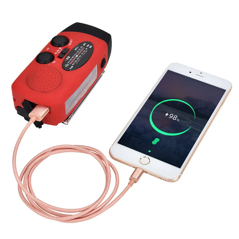 Multifunctional Portable Radio Hand Crank Solar USB FM AM WB Weather radio Emergency LED Flashlight Torch Power Bank 2000mA