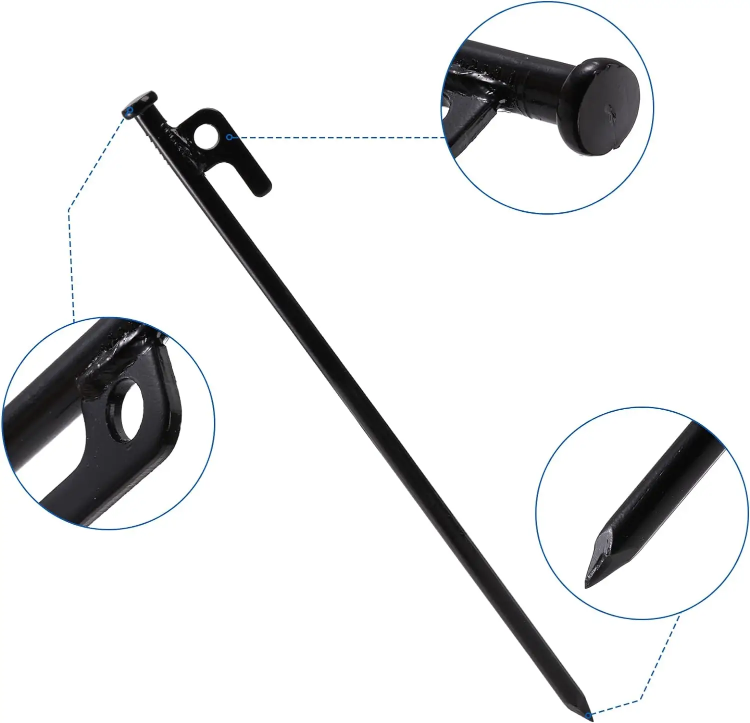 High Strength Black Tent Pegs Stainless Steel Iron Nail Outdoor Camping and Beach Stake Accessories for Hiking