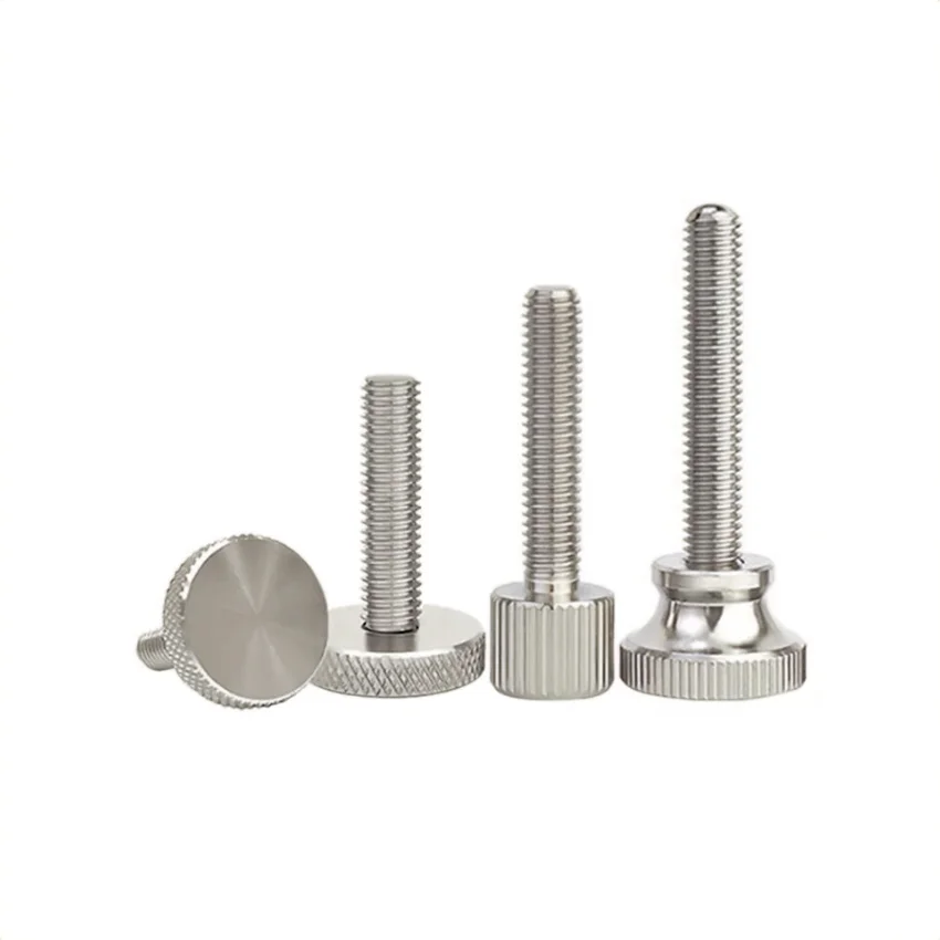 Custom Stainless steel hand thumb screw slotted flat knurled head m3 m4 m5 m6 machine thumb screw m8