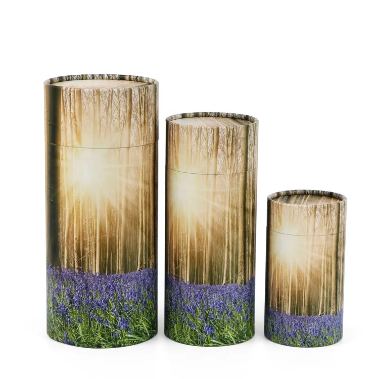 Funeral supplies lavender printed paper scatter tube cremation ashes mortuary pet memorial urn