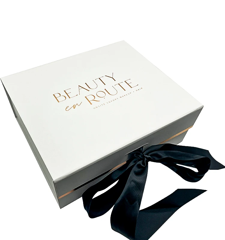 Custom Luxury Apparel Packaging Boxes Paperboard Clothes shoes White Matte Magnetic Gift Box With Ribbon