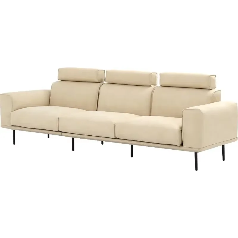 Modern simple light luxury corner sofa casual velvet fabric beige white three-seat sofa popular straight sofa