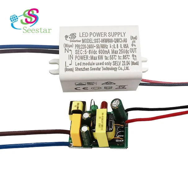Seestar IP44 isolated AC220-240V DC5-8V 600mA 3W 4W 5W PF>0.8 flicker free TUV SAA CE CB ERP  led mirror light led driver
