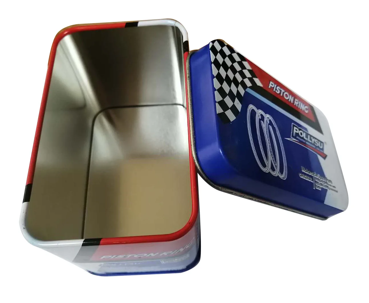 Good quality rectangle  tin packaging metal boxes for 10 Sets Motorcycle spare parts piston ring