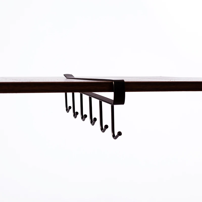 Kitchen  6 hanging hook storage wire rack/ home cabinet cup holder save space without fasten nails