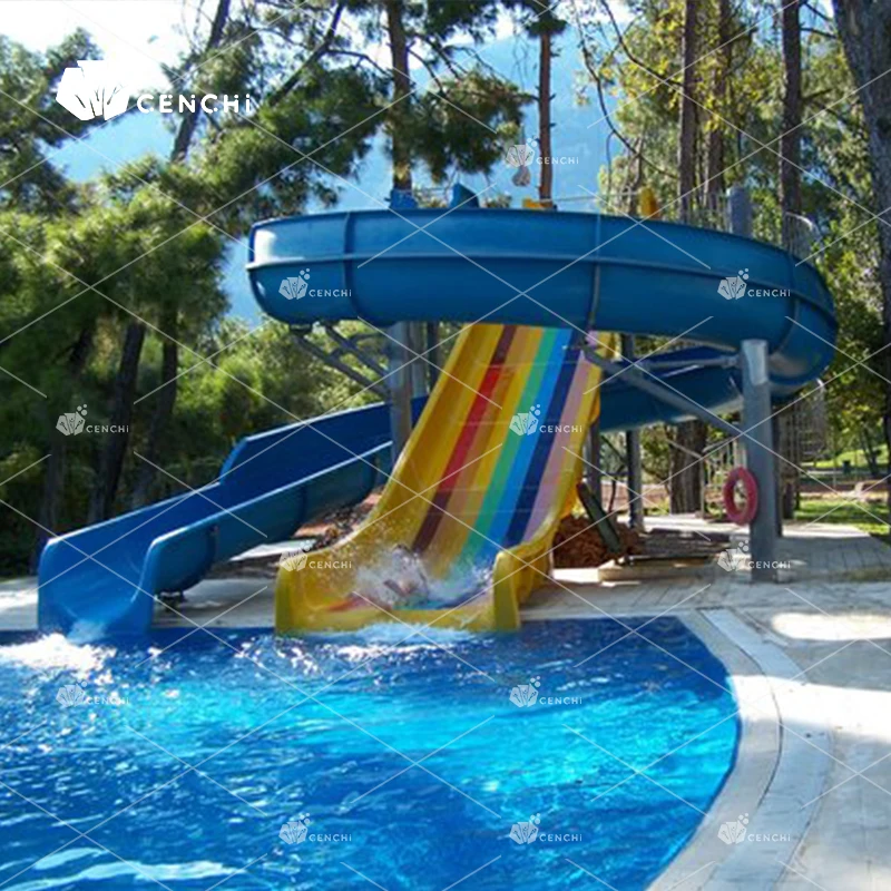 Cenchi Commercial Resort Hotel Water Park Equipment Fiberglass Slides Rainbow Slide Aqua Park Swimming Pool Slides for Kids