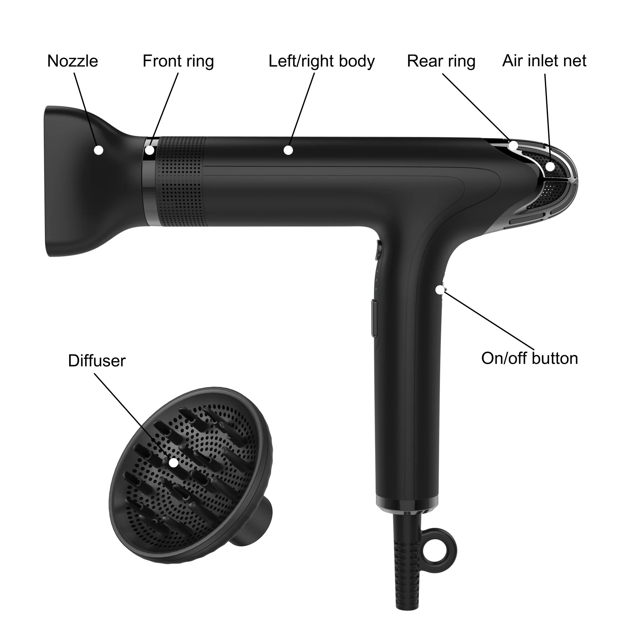 High Speed 110000 RPM BLDC Negative Ion Brushless Motor Ionic Flight Smart Hair Dryer for Household with Self Clean Function