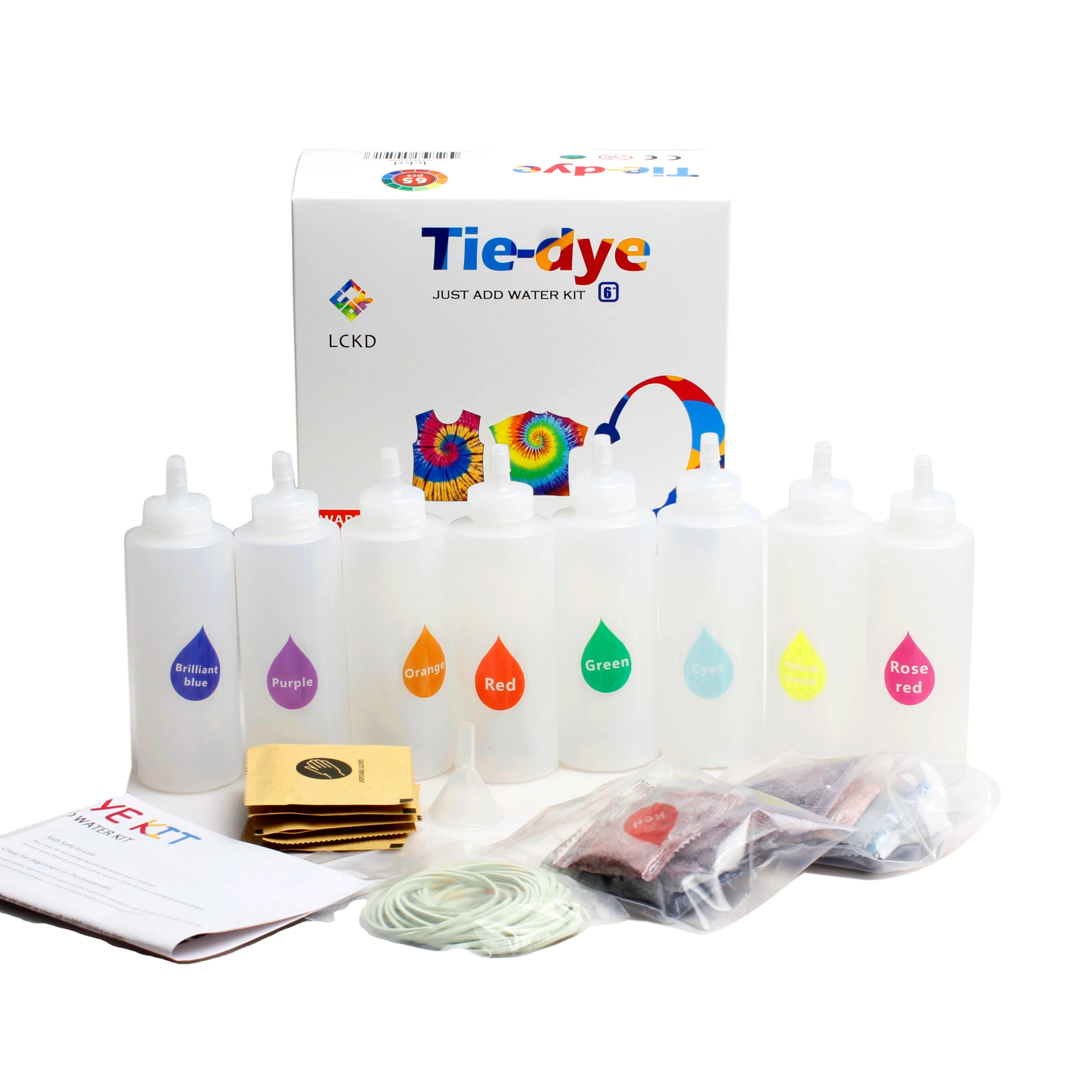 Art set party colorfast tie-dye set, indoor entertainment 8 colors for T-shirt fabric cold water dyeing