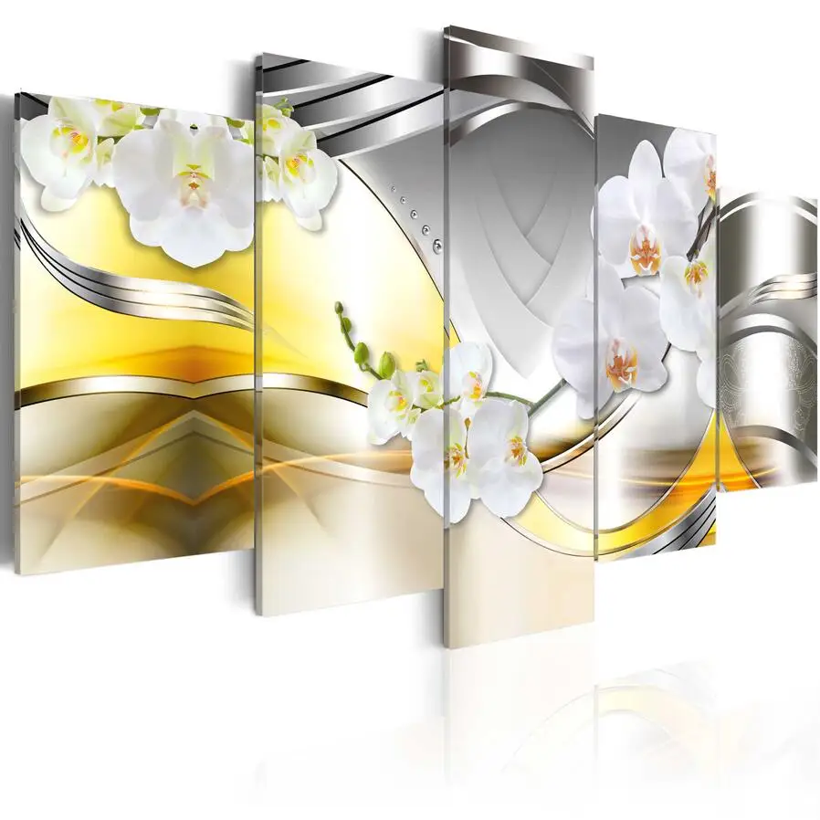 HD 5PCS/Set Red Purple White Orchid Flower Art Print Frameless Canvas Painting Wall Picture Home Decoration