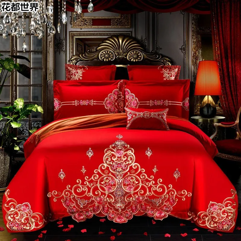 2022 Wholesale wedding Bedding  sets 100% Cotton Bedding Comforter Sets Luxury wedding party Bed Sheet BS900