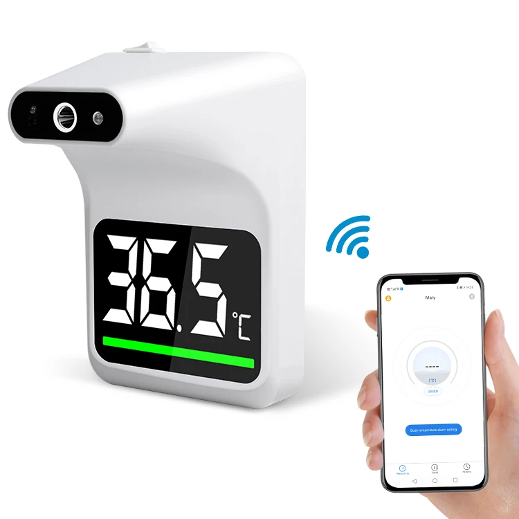 
BT Wall Hanging Automatic Alarm Non contact forehead thermometer infrared Temperature Sensor Infrared termometri 