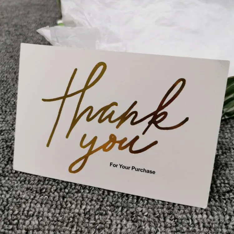 commercial custom  thick paper thank you post card with foil logo for business activity