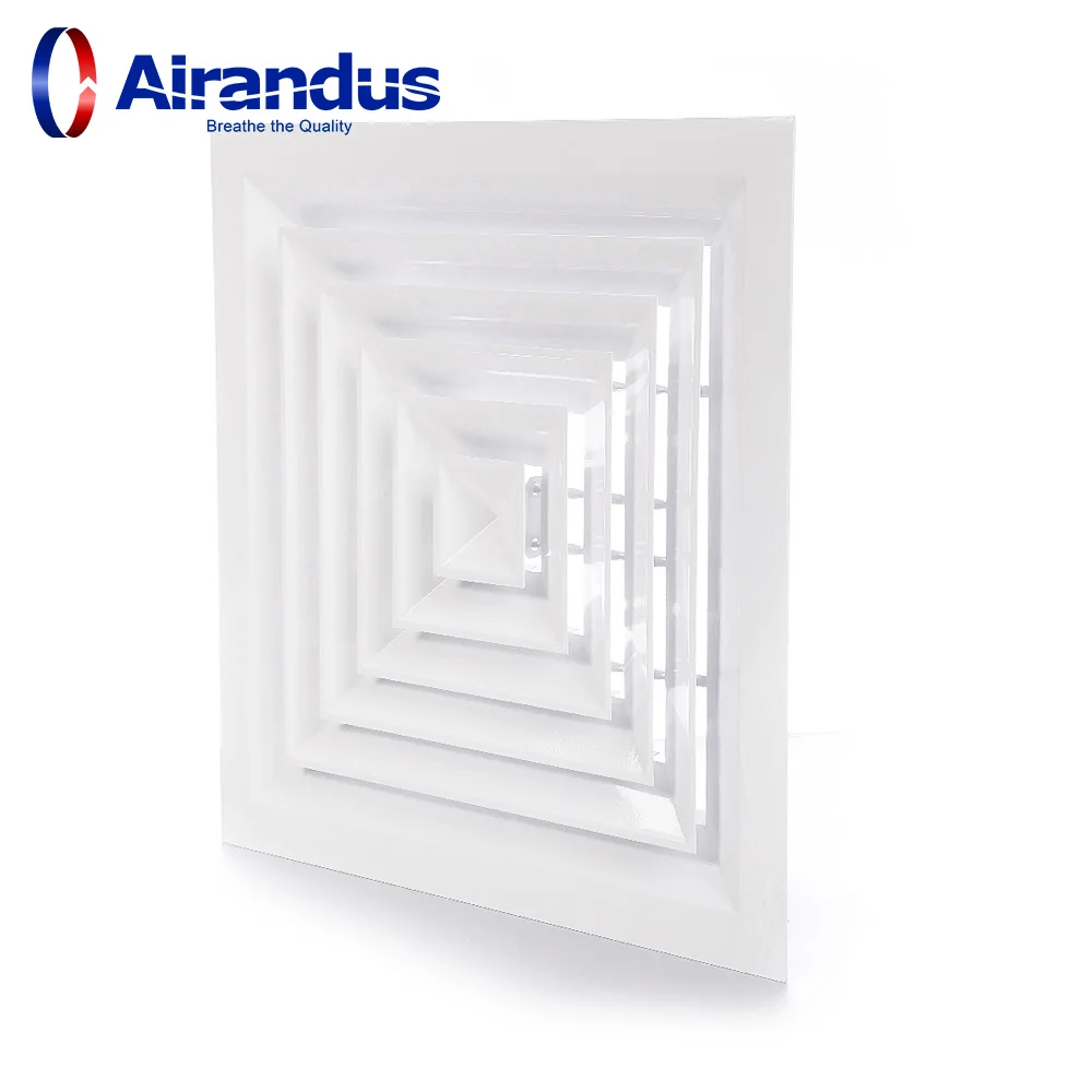 Square 4-Way square aluminum air vent grille outlet ceiling diffuser air grilles for ventilation