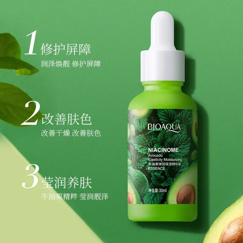 New BIOAQUA OEM ODM Avocado liquid bottle skin care whitening pure perfume vitamin c essence oil anti aging face serum