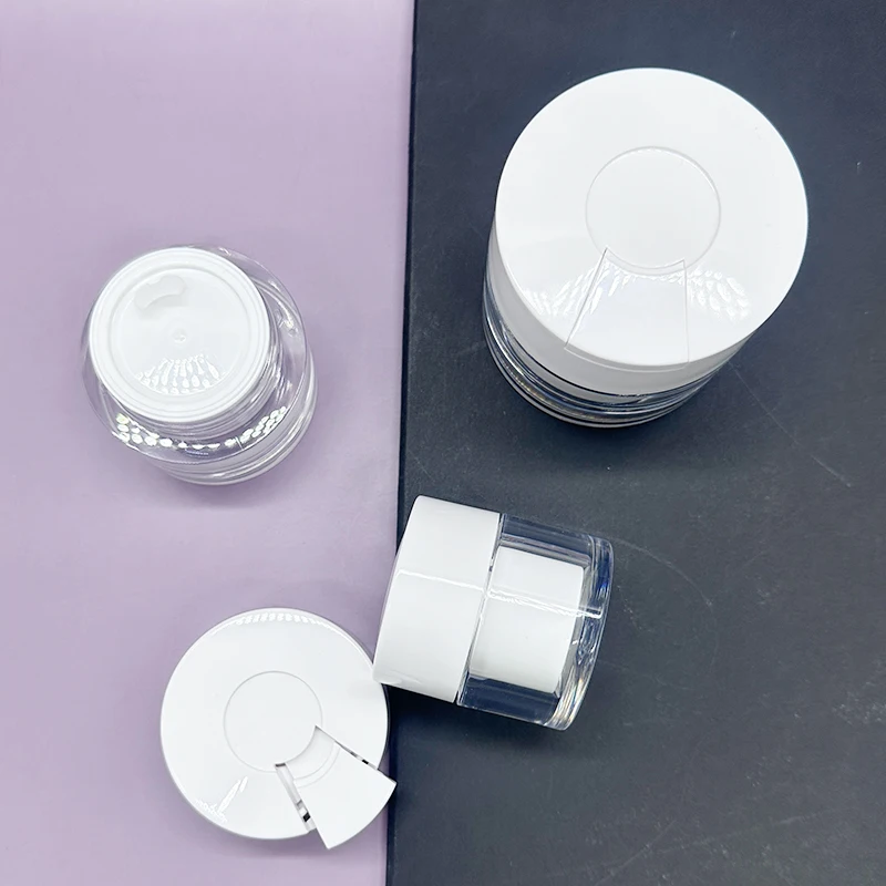 double wall travel plastic 15g 30g 50g white acrylic cosmetic nail gel cream jar with spoon spatula