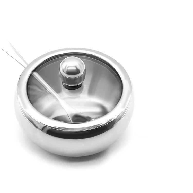 304 Stainless Steel Kitchen Seasoning Container Sugar Spice Bowl With Lid