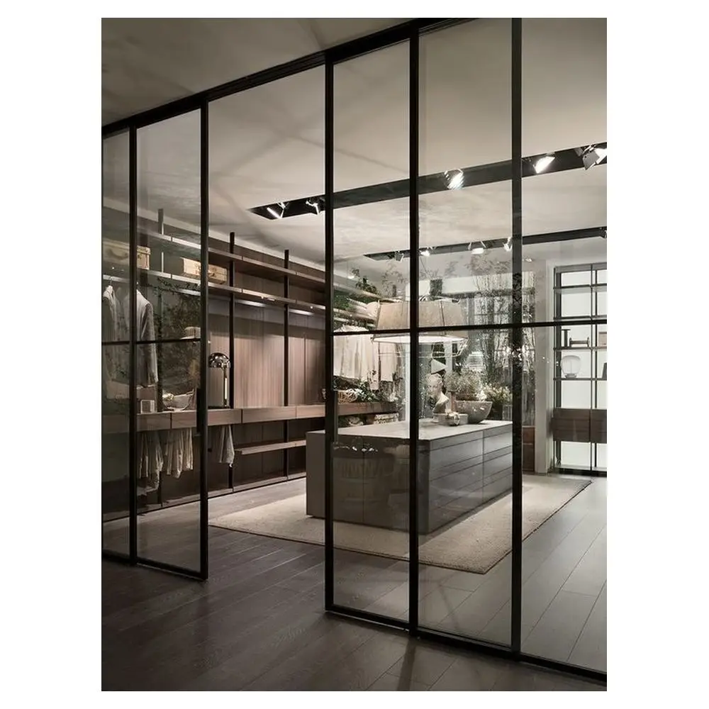 Prima French Aluminum Doors, Slim Frame Aluminum Slide Glass Door For Hotels