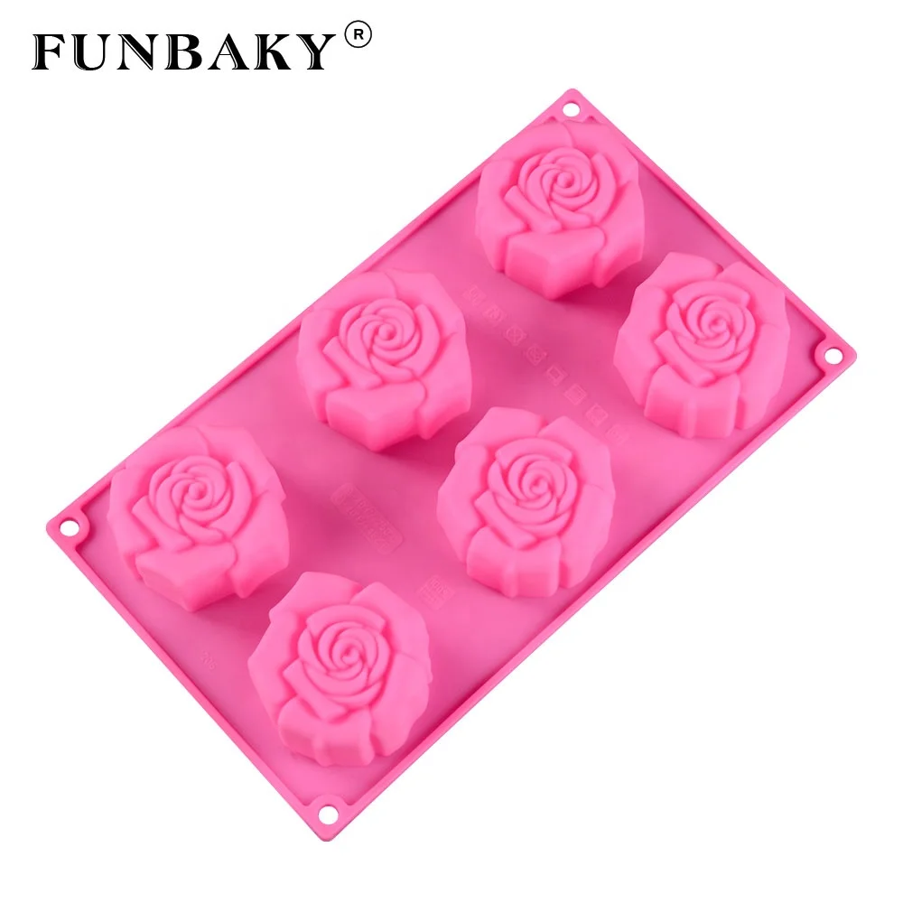 
FUNBAKY JSC206 Custom decorating kits DIY carved flower rose shape cupcake paper cake mold silicone scented candle mold 
