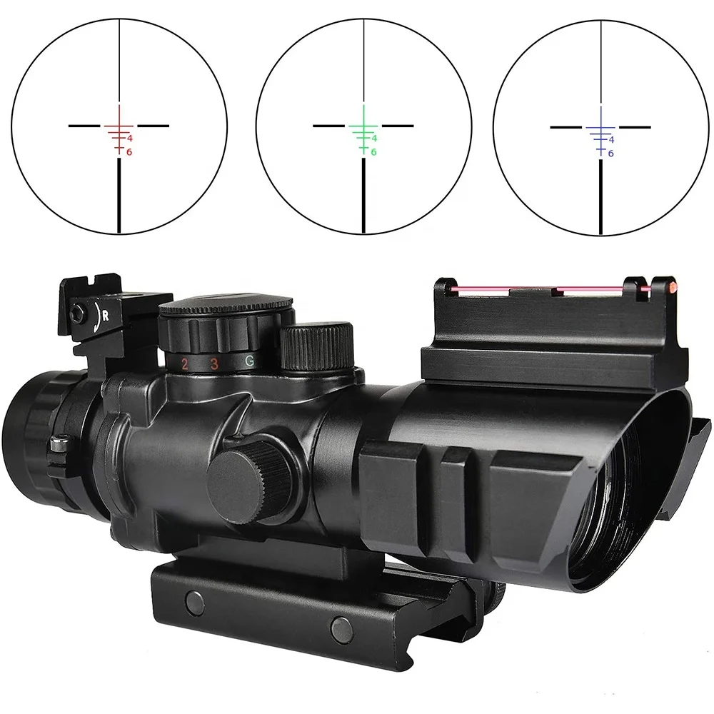 
Tactical guns and weapons army Red Green Blue 4x32mm scope optics riflescopes Illuminated Top Fiber Optic dot Sight 