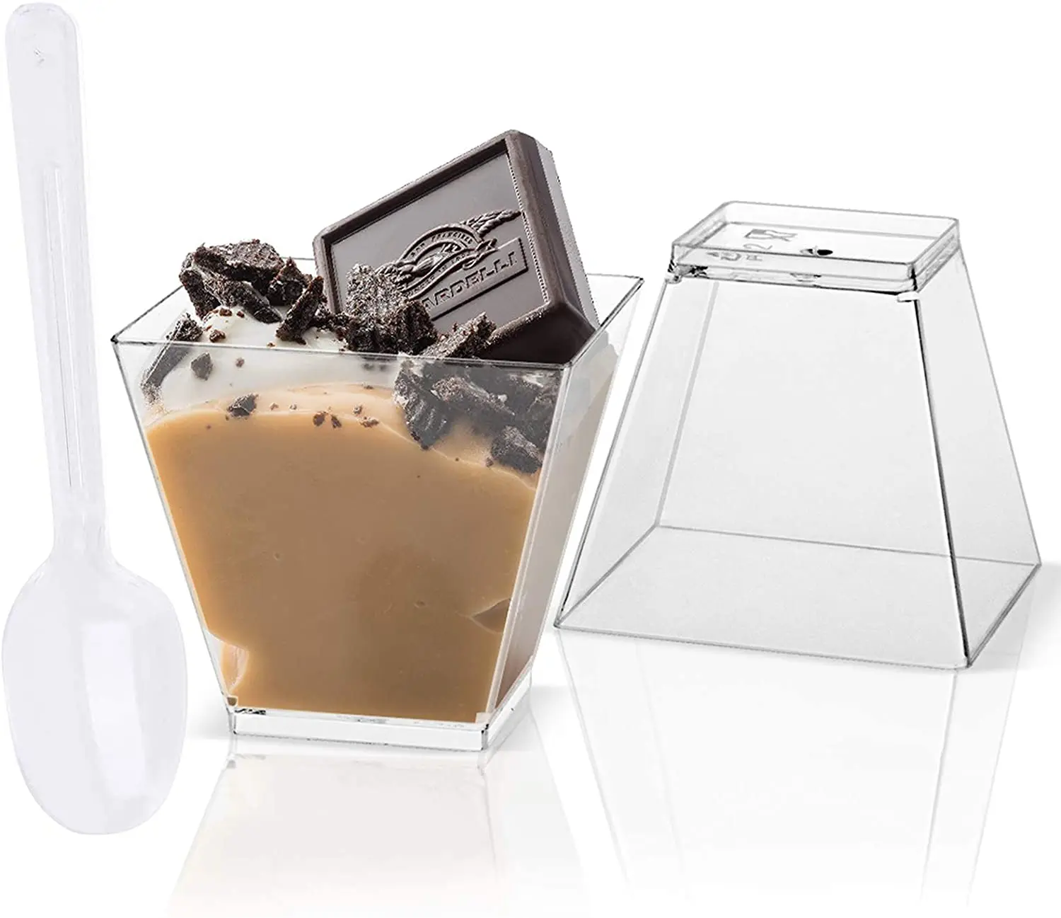 160ml PS disposable plastic mousse cup mini dessert cup with lid and spoon