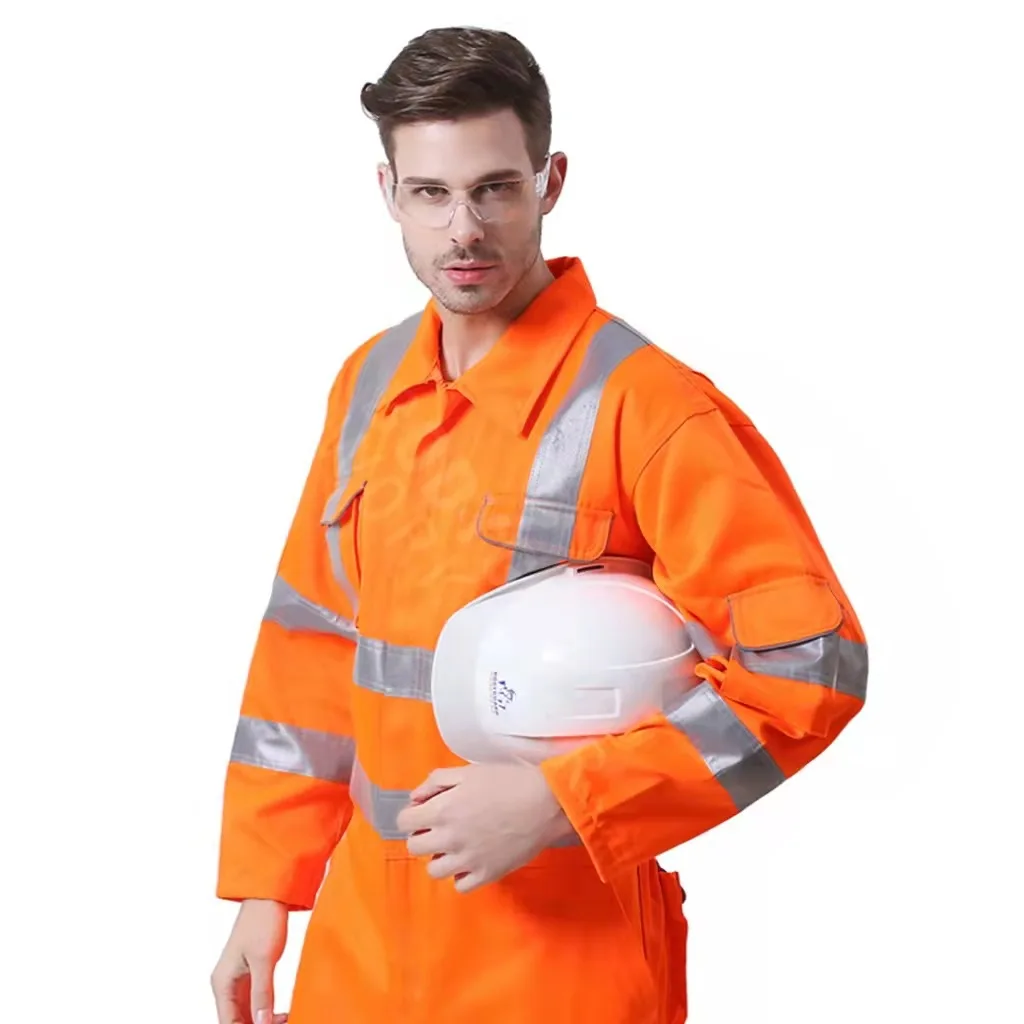 Flame Resistant Clothing Men Mining Fire Proof Retardant Cotton Coveralls Safety Uniforms Reflective Workwear