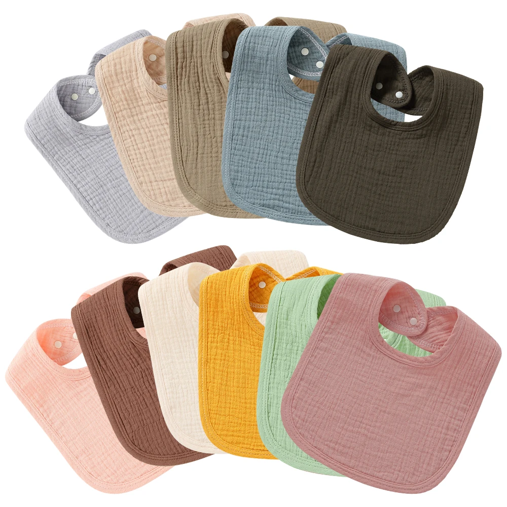 Super Absorbent 8*9 Inches Unisex Cotton Baby Drool Bibs Muslin Bibs