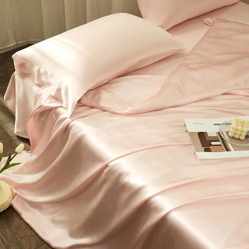 mulberry silk 100% silk bedding sets 19 mm high quality super soft luxury 4 pieces including 1 duvet cover 1 flat sheet 4 pillow