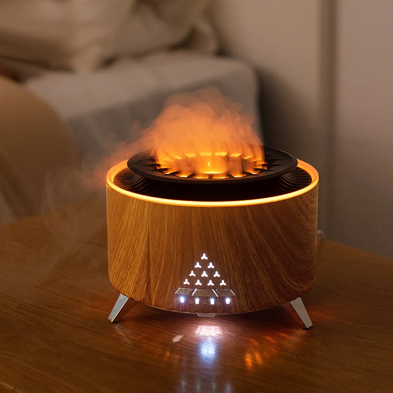 SHOUMING Volcano Flame Aroma Diffuser Scent Diffuser Fire Humidifier Essential Oil 130ml Hotel Volcano Vaporizer Water Volcano