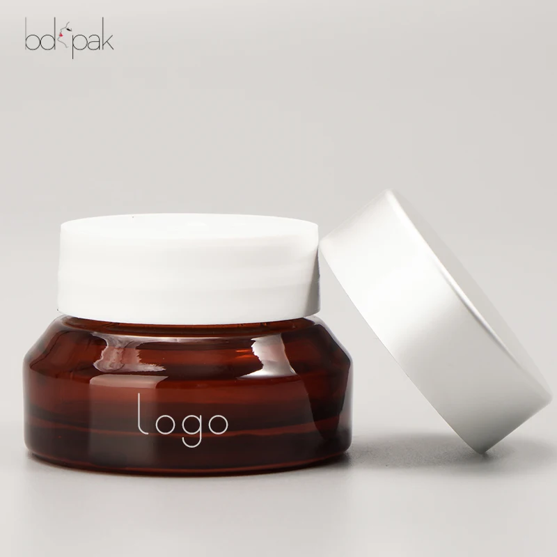 Wholesale ECO Friendly Reusable Jar for cream 1oz 2oz 30g 50g 100g Atter Shoulder UV Frosted Brown Clear Glass Cosmetics Jar 20g