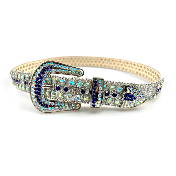 Fast delivery Rhinestone crystal belt designer bbsimon men belts crystal alloy buckle leather belt Blingbling