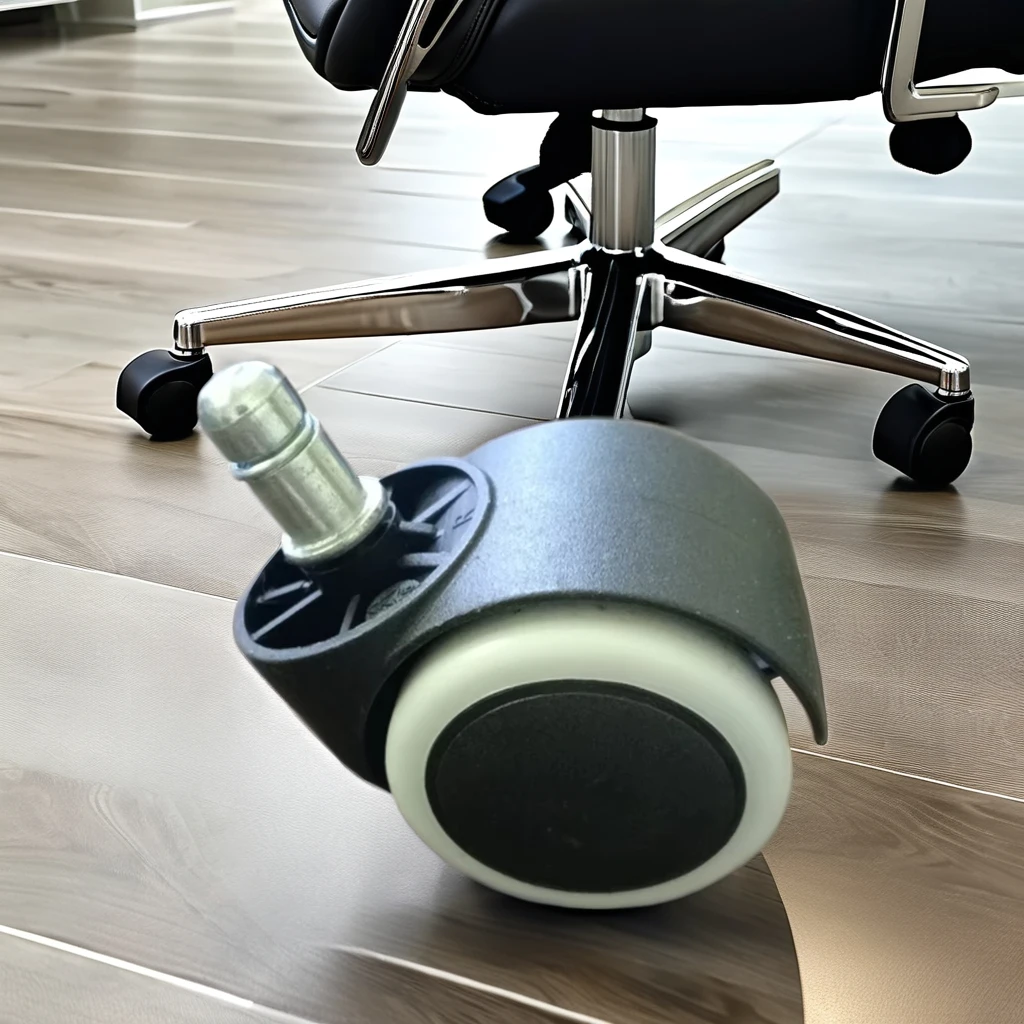 Black Modern Office Chair Caster Wheels PU Nylon with Transparent Trolley PVC Swivel Castor for Hotel Use