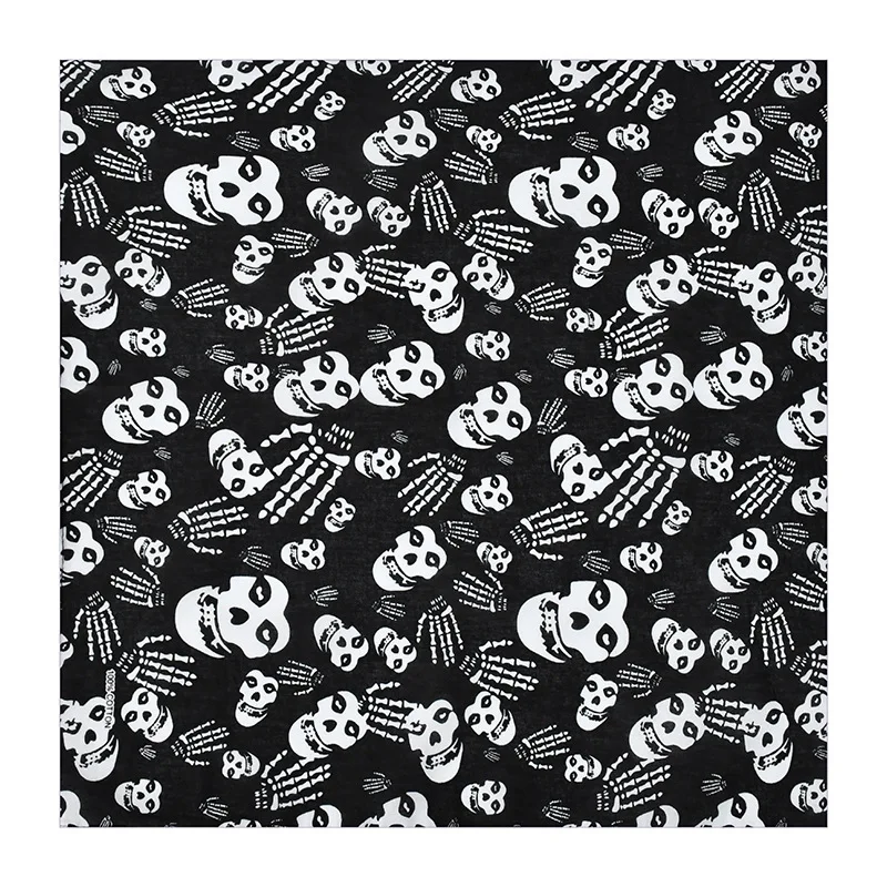 Custom 100% Cotton Breathable Skull Biker Face Mask Bandit Bandana For Cheap Wholesale Square Bandanas