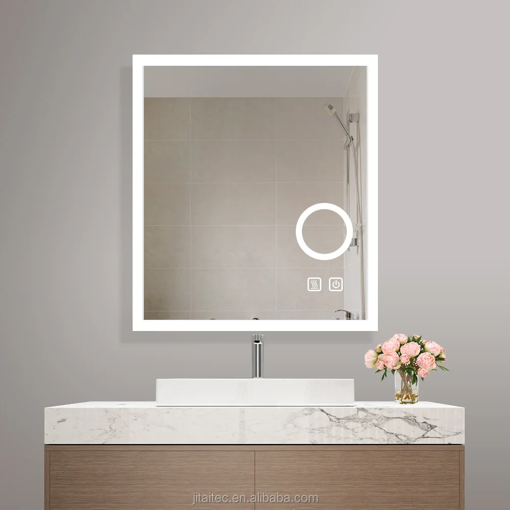 Modern Style Rectangular Backlit Mirror LED Bath Mirror Mounted Bathroom Mirror with Lights