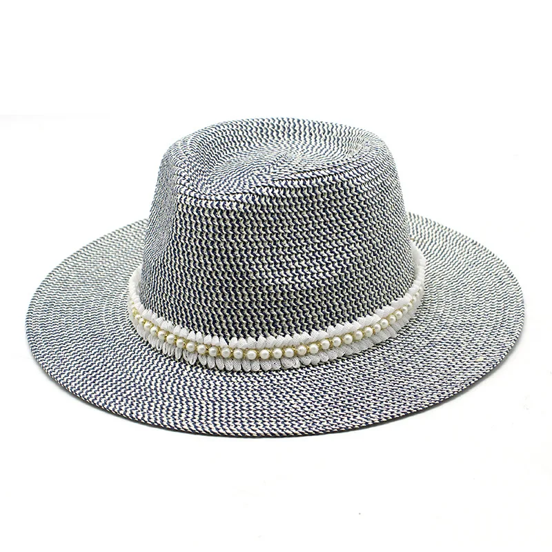 Wholesale Custom High Quality Spring Summer Fashion Women Casual Fedora Straw Hats Hot Selling Cheap Beach Travel Straw Caps
