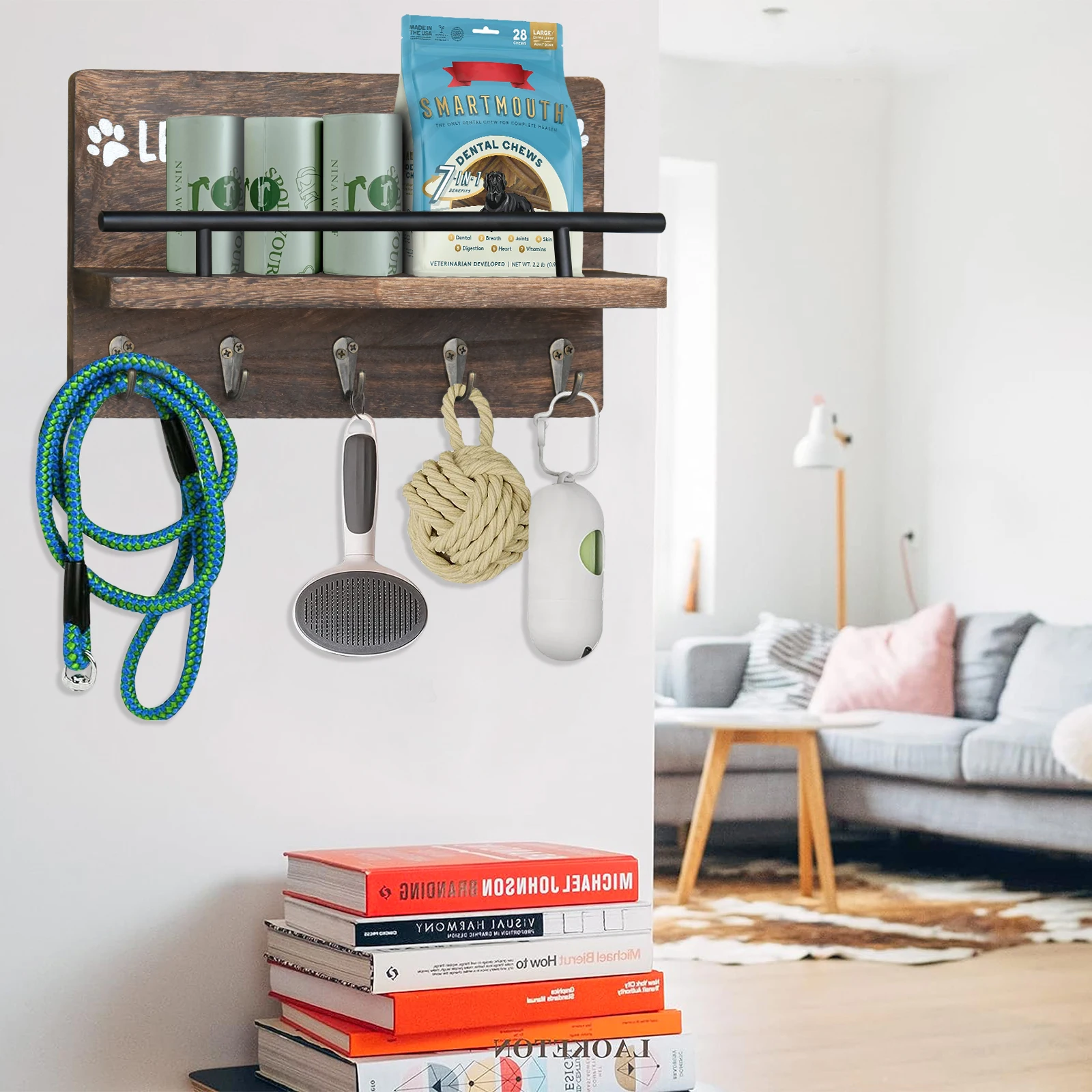 White MDF Wooden Floating Wall Mounted Shelf with Hooks Good Price Home Decor for Kitchen Bathroom Garage Metal Plastic Material