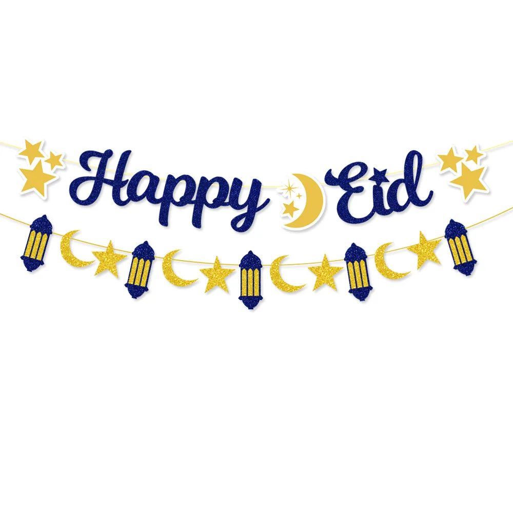 New Festival Party Decoration Star Moon Ramadan Happy Eid Mubarak Banner Pendant