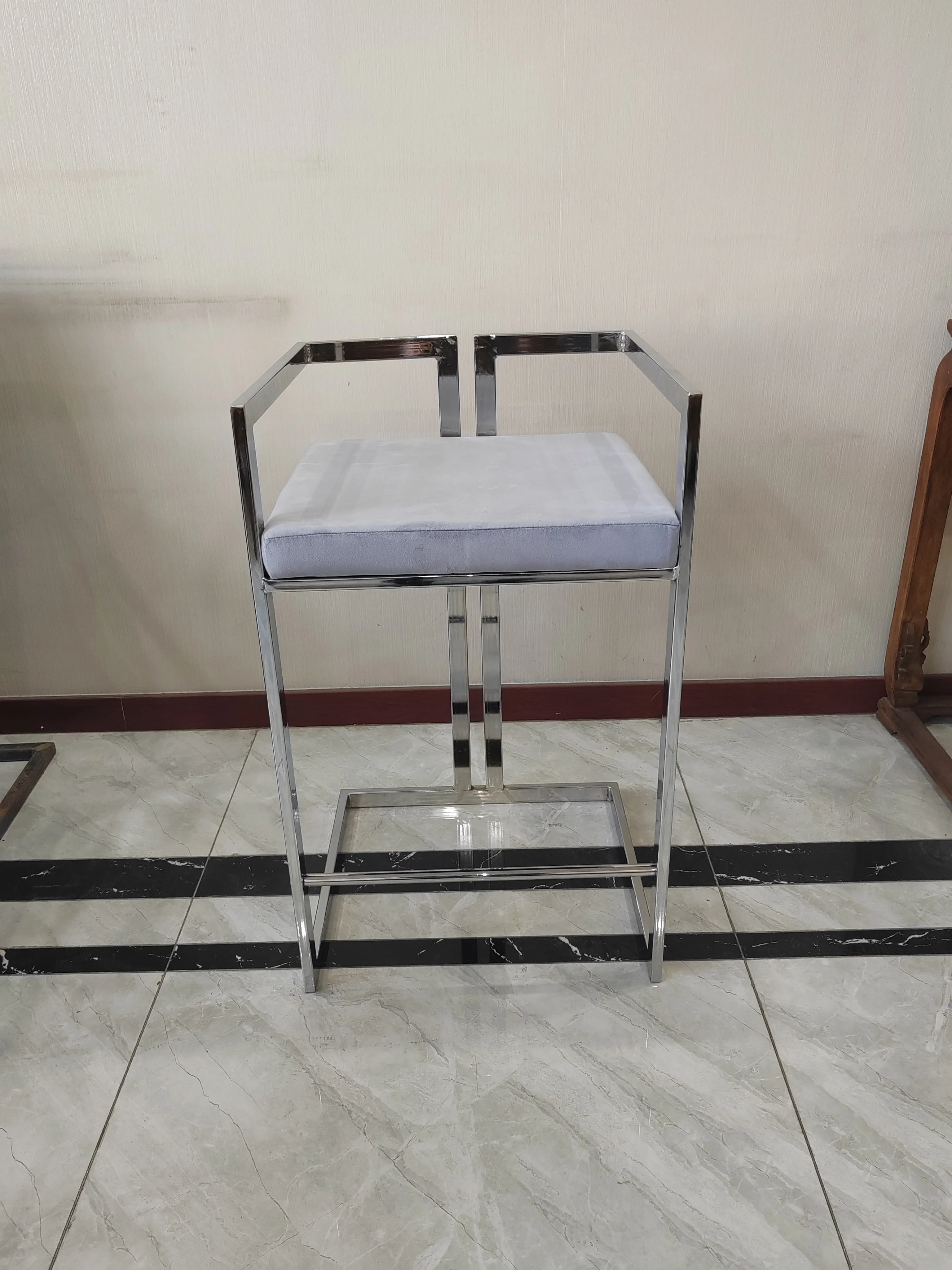 Gold Stainless Steel Luxury Upholstered Velvet Cheap Bar Chair Dining Chair Hot Sale