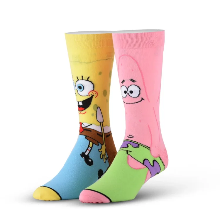 
ODM colorful fashion trendy funny knitted socks spongebob skateboard cartoon man socks 
