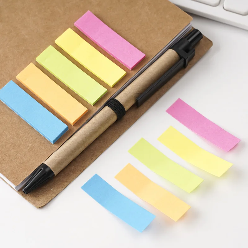 Kraft Small Notebook with Pen Holder and Tabs Lined Spiral Notebook Page Marker Colored Index Tabs Business Pocket Notebook