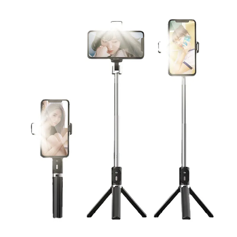 2021 New Arrival Lightweight P60D Extendable Wireless Remote Selfie Stick With Fill Light And Tripod Stand