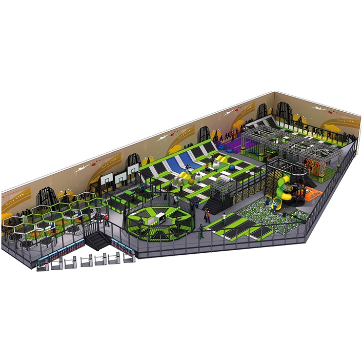 Custom Amusement Park Bungee Jumping Large Rectangle Indoor Playground Trampoline For Children Kids