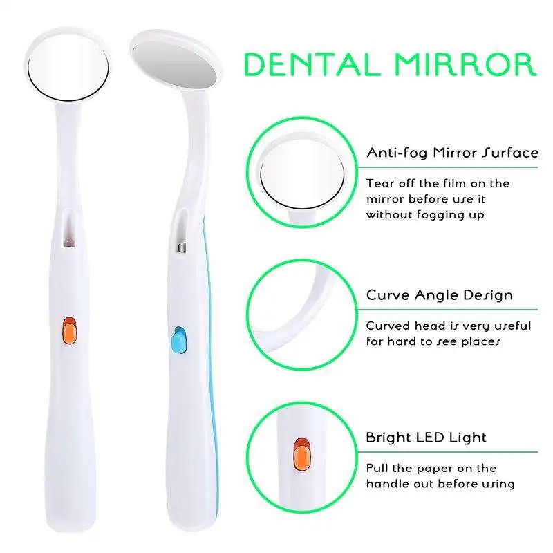 Dental Plastic Handle Anti-Fog LED Intraoral Mouth Mirror / LED Dental Mirror