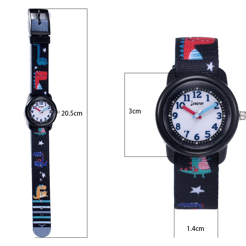 JNEW Life Waterproof Sports Children Cartoon Dinosaur Quartz Watch Colorful Strap Kids Watches reloj silicona