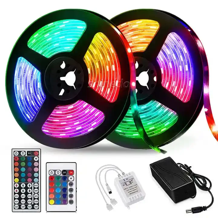 QQE WiFi Tuya IP20 12V 10m 5050 RGB App Control Alexa Google Voice Activated Smart LED Light Strips